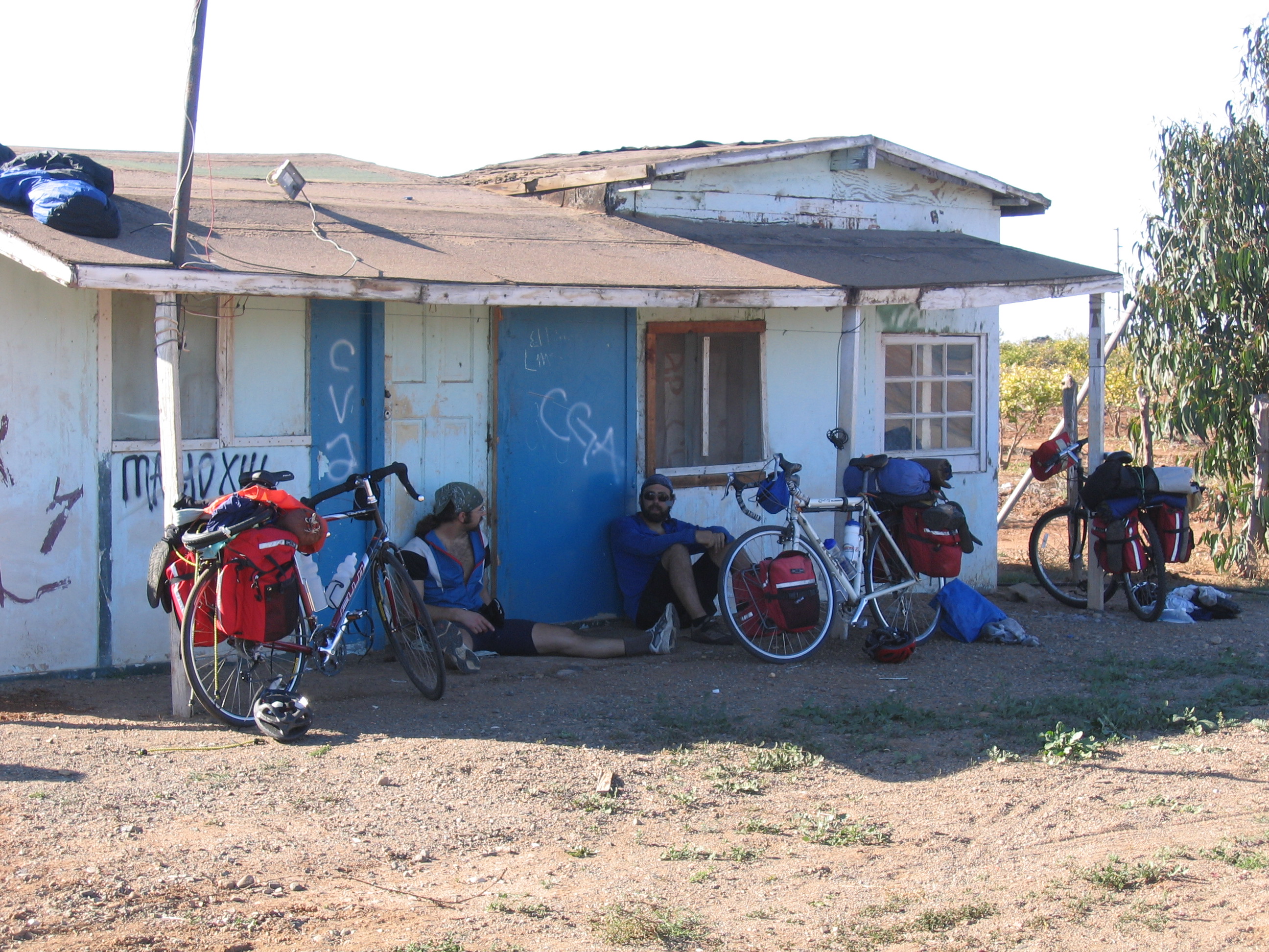 Getting out of the sun on a trip through Baja California, Mexico.